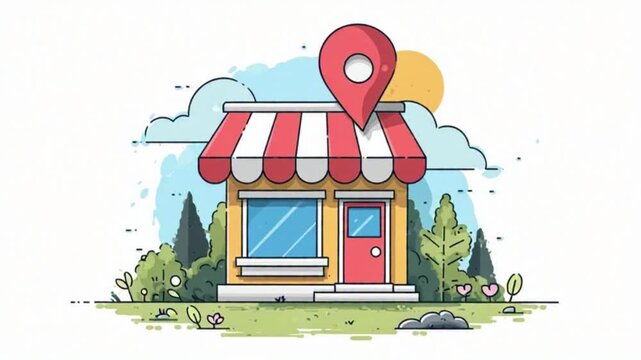 Shop Location Line Animated Icon