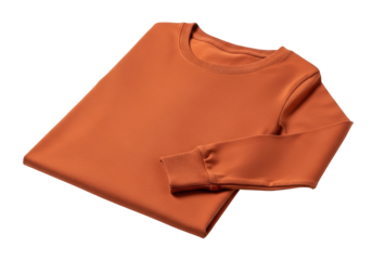 Isolated crew neck sweatshirt for women, studio shot of folded burnt orange casual top wear