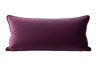Isolated rectangular plum velvet pillow, bedroom d&eacute;cor, throw cushion for couch or bed