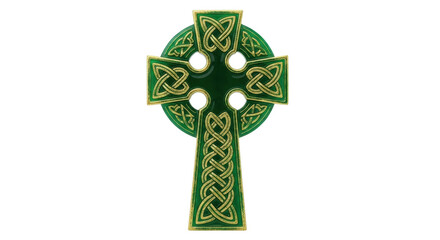 Isolated Celtic cross with interlaced knot ornamentation for religious design elements