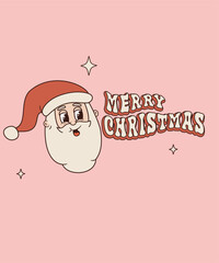 Merry Christmas Illustration and Santa at Groove Style