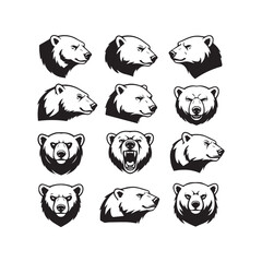 Bear Head Portrait Vector Set