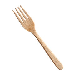 Wooden fork isolated on transparent background, top view