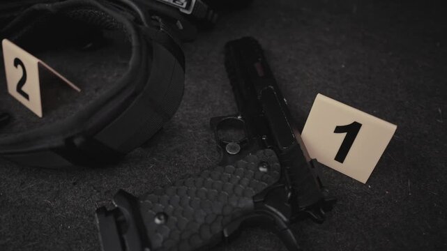 4k Crime Shot of Tools and Weapons in the Car Boot