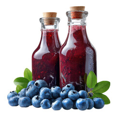 Fresh blueberry juice isolated on transparent background