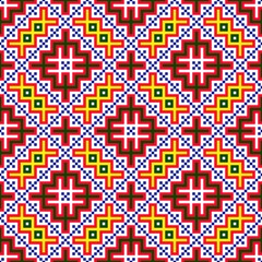 Colorful Geometric Folk Pattern Seamless Background