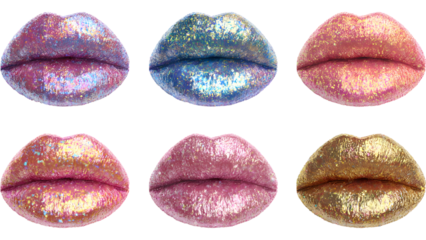 set of glitter covered lips	
