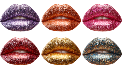 set of glitter covered lips