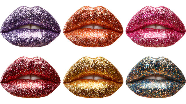 set of glitter covered lips