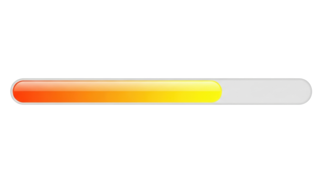 Isolated progress bar with orange to yellow fill in front of a grey area indicating zero progress