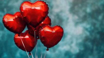 Video A bunch of red heart shaped balloons tied to a string, perfect for parties and celebrations - Powered by Adobe