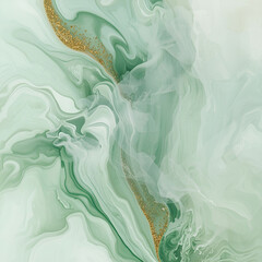 Mint green alcohol ink flow with shimmering gold accents, soft fluid patterns.