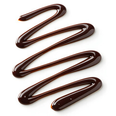 Bold chocolate syrup swirl isolated on white background