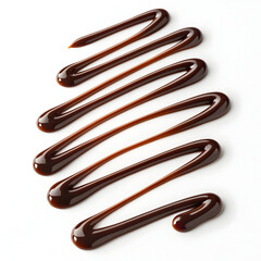 Wide chocolate syrup drizzle pattern on white background