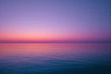 A smooth horizon at sunset with soft pastel sky gradients in a tranquil landscape.