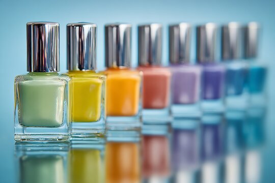 Discover vibrant nail polish colors reflecting beautifully in a beauty salon, adding a touch of elegance and modern style to your next manicure or pedicure