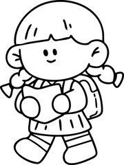 Cute cartoon, children, school age, illustration, hand drawn
