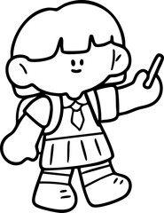 Cute cartoon, children, school age, illustration, hand drawn

