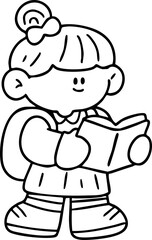 Cute cartoon, children, school age, illustration, hand drawn
