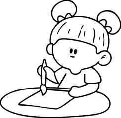 Cute cartoon, children, school age, illustration, hand drawn
