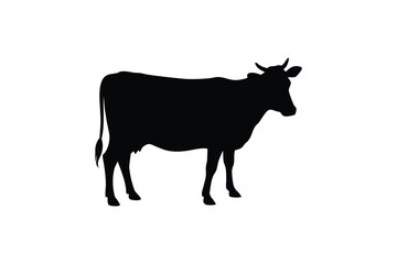 Fototapeta premium Standing cow silhouette farm livestock graphic design vector
