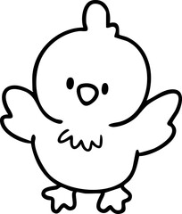 Easter line drawing cute bunny, chicken, egg, cute illustration