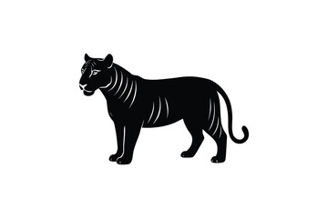 Obraz premium Strong tiger outline minimal wild animal emblem vector art