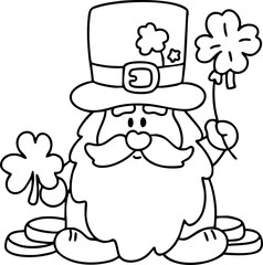 St. Patrick's Day Lucky Leaf Line Art, Cute Elements, Cute Illustration