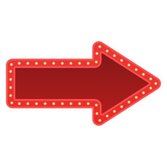 retro red arrow sign with marquee light 