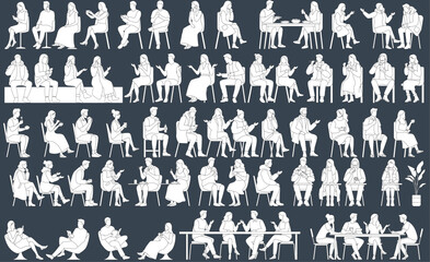 Obraz premium Vector Entourage Illustration Collection of Sitting People