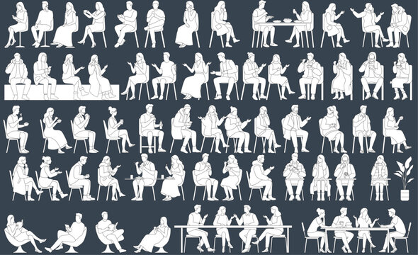 Vector Entourage Illustration Collection of Sitting People