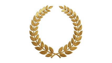Golden laurel wreath award isolated PNG with Transparent Background