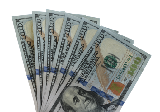 Hundred-dollar banknotes, isolated. Business, profit, finance.