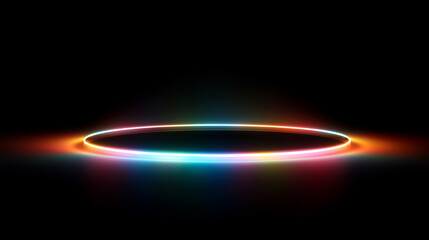 Fototapeta premium ネオンの円が浮かぶ未来感あふれる光の背景