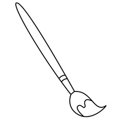 Cute cartoon hand drawn vector paint brush outline.