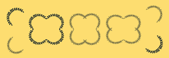 Coquette frames with cloth ruffles set. Whimsical wedding decor lace borders heart, oval, diamond shapes. Hand drawn romantic victorian vector decorative elements, Vector illustration.