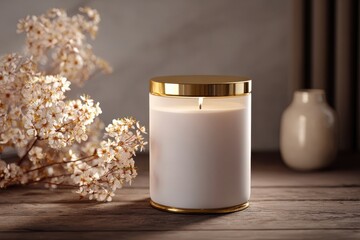 Luxury Matte White Ceramic Candle with Gold Lid