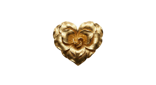 Naklejki Golden Rose Flower Heart Shape Love Symbol