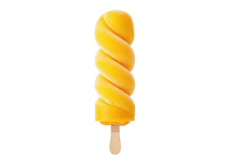 Isolated yellow swirl ice pop on a stick refreshing treat for a hot summer day delight