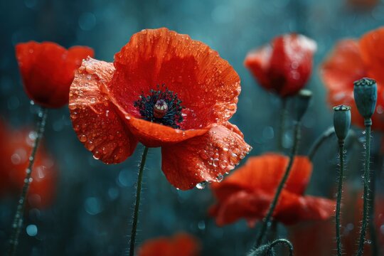 Remembrance Day Poppy Background Ultra Detailed