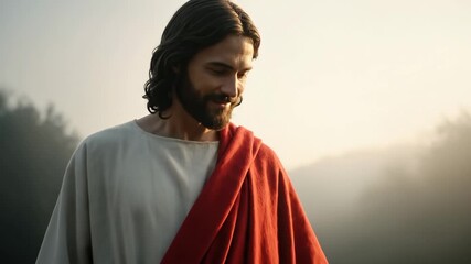 Jesus meeting Mary Magdalene after resurrection with a touch and a loving gaze. Easter theme of divine encounter and spiritual guidance.