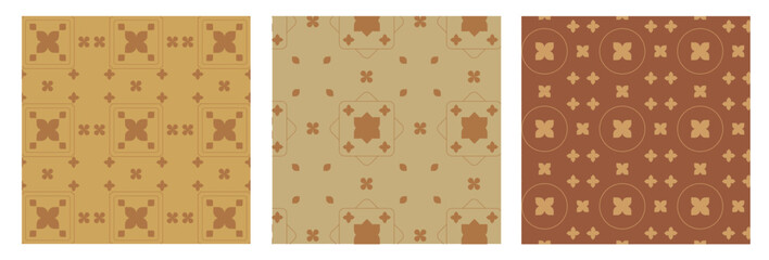 Elegant Seamless Pattern with Floral Motif and Geometric Shapes Compilation