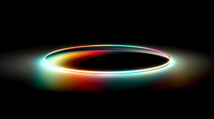 Fototapeta premium ネオンの円が浮かぶ未来感あふれる光の背景