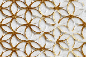 Elegant White Gold Geometric Rosette Texture Design