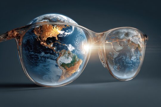 World Sight Day Banner Earth in Glasses - Powered by Adobe