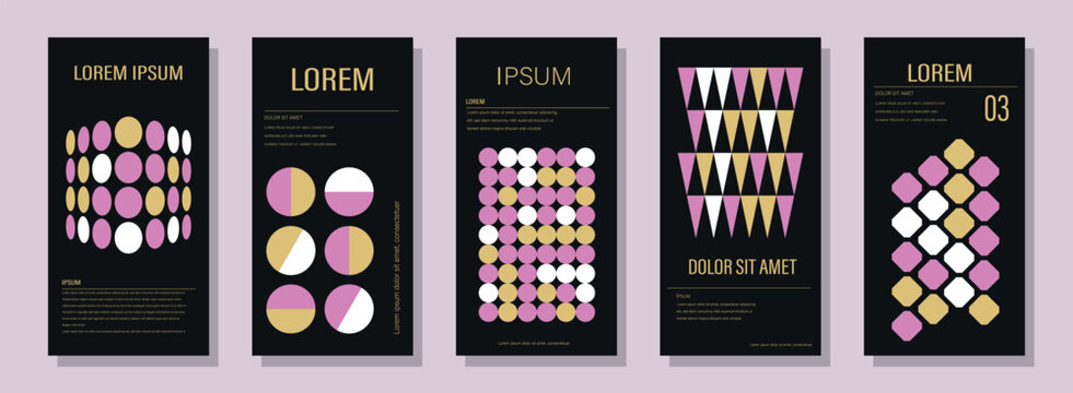 Minimalist geometric abstract poster collection. Retro Geometric cover template with vintage colorful shape. The versatile backgrounds for posters,labels, and template with text. Vector