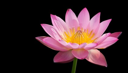Pink Lotus Flower Blossom Isolated on Black Background