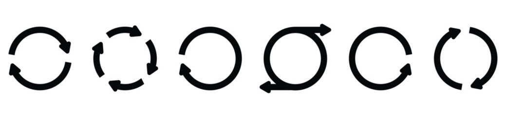 Round arrow refresh icons, sync and reload symbol pack, editable vector set