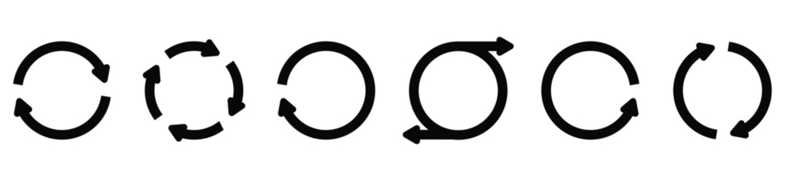 Round arrow refresh icons, sync and reload symbol pack, editable vector set