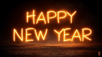 Happy New Year glowing text effect light painting style perfect for holiday greetings and festive designs - Powered by Adobe
